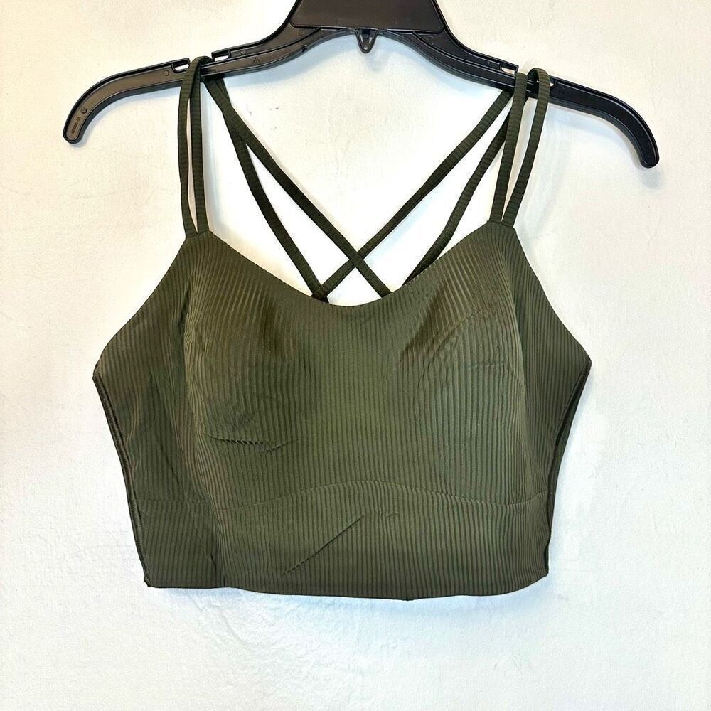 Lululemon Scoop Neck Strappy Back Athletic Sports Bra Green Size 12